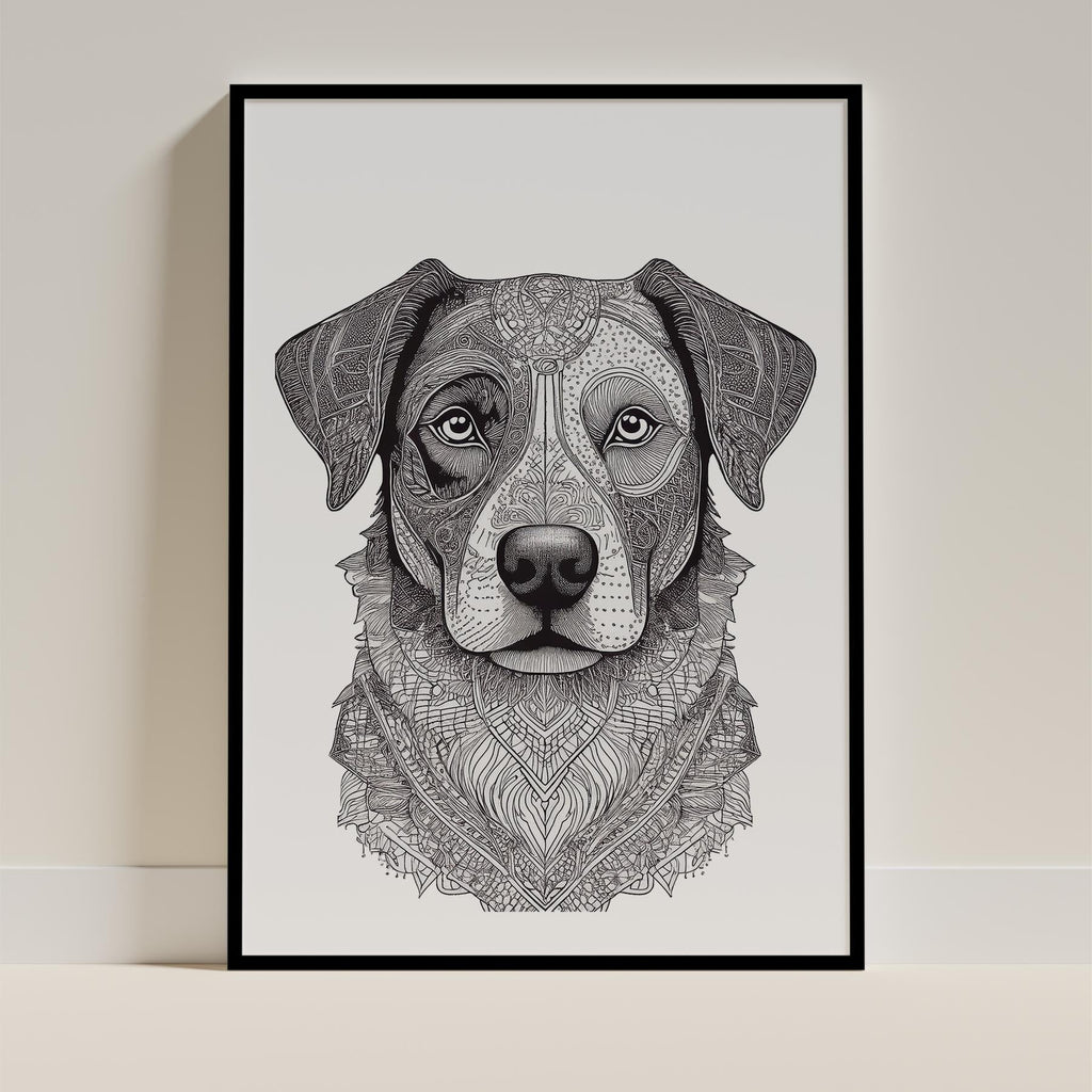 Border Collie Mandala Black and White Dog Series image 0