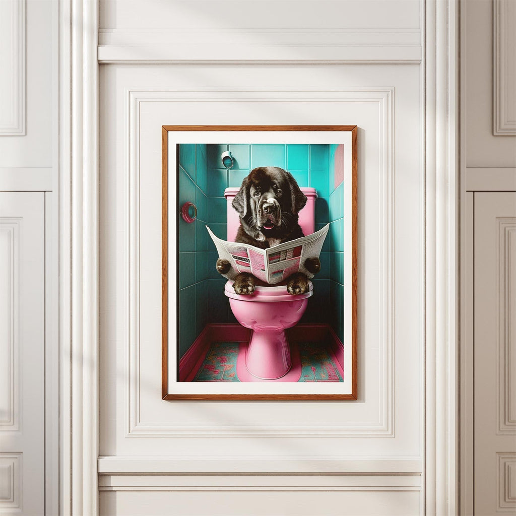 Newfoundland Toilet Dogs PInk and Turquise image 3