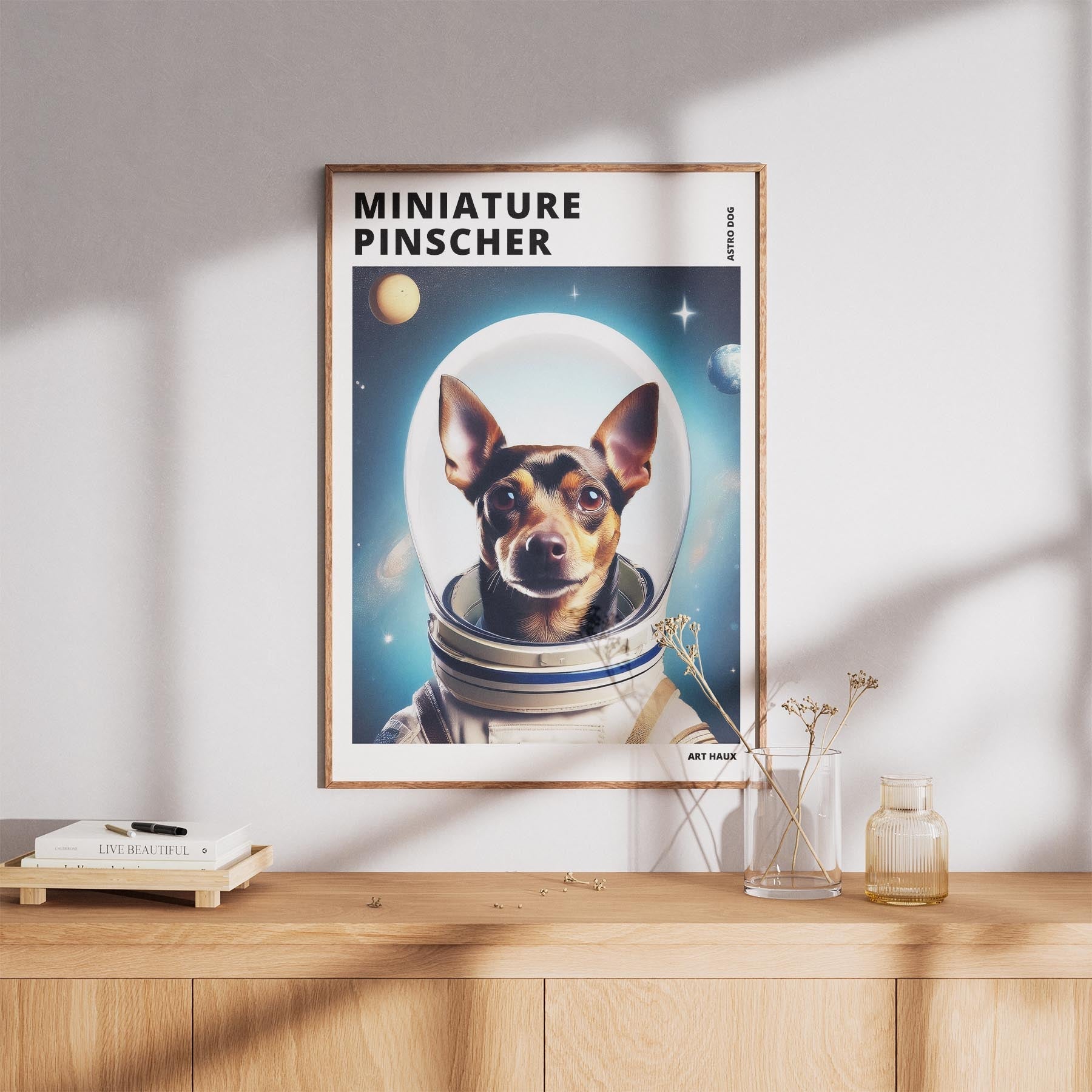 Miniature Pinscher Astronaut Dog Series with Text Astro Dog image 8