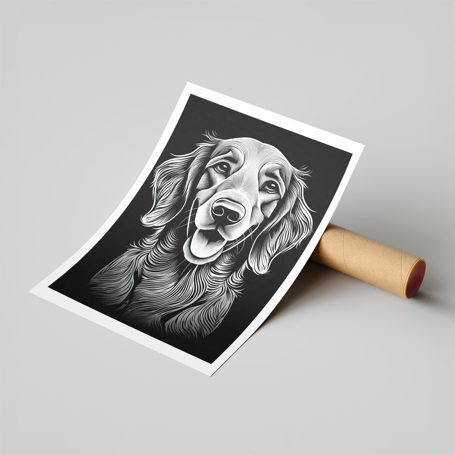 Irish Setter Line Dog Series in Black and White image 6