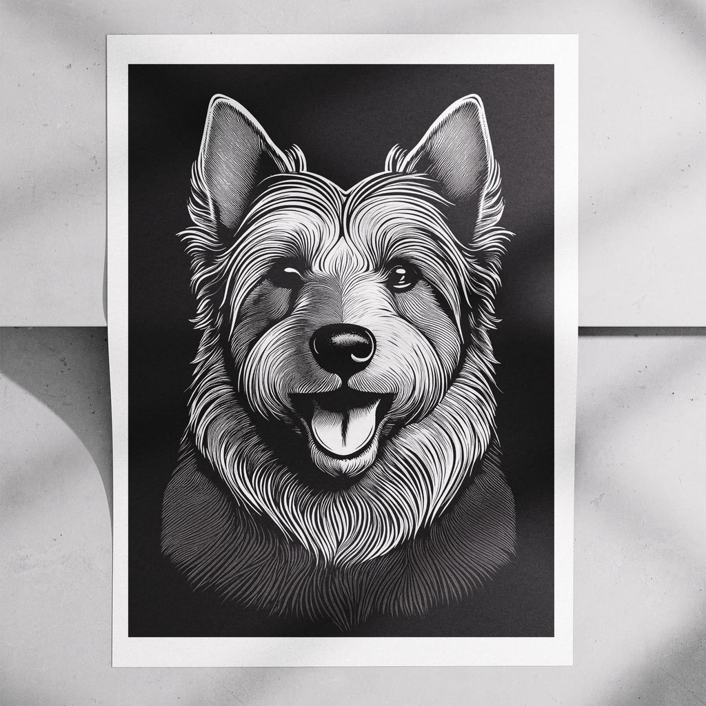 Australian Terrier Line Dog Series in Black and White image 7