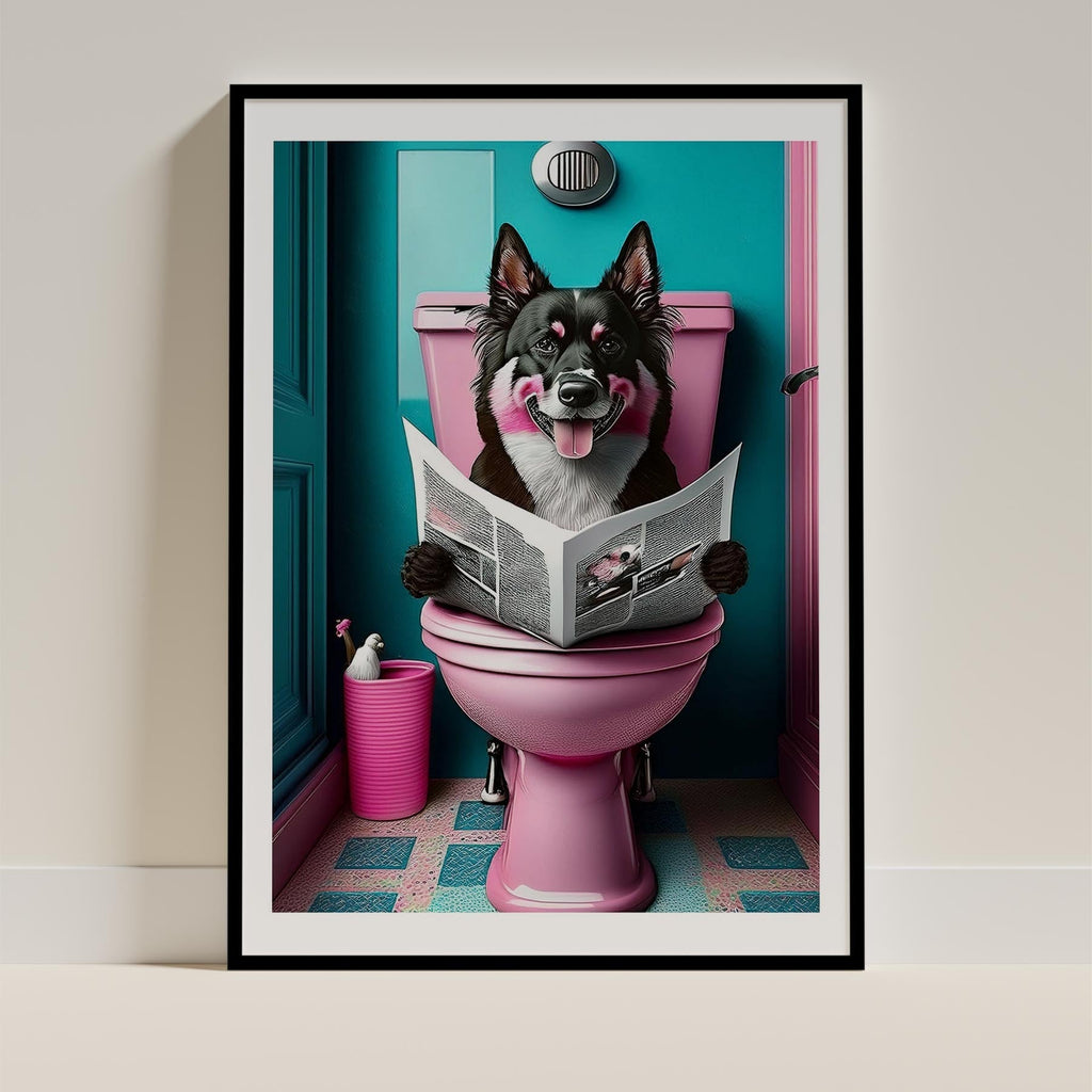 Finnish Lapphund Toilet Dogs PInk and Turquise image 0