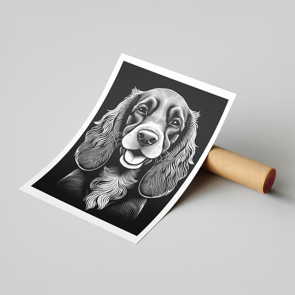 Cocker Spaniel Line Dog Series in Black and White image 6
