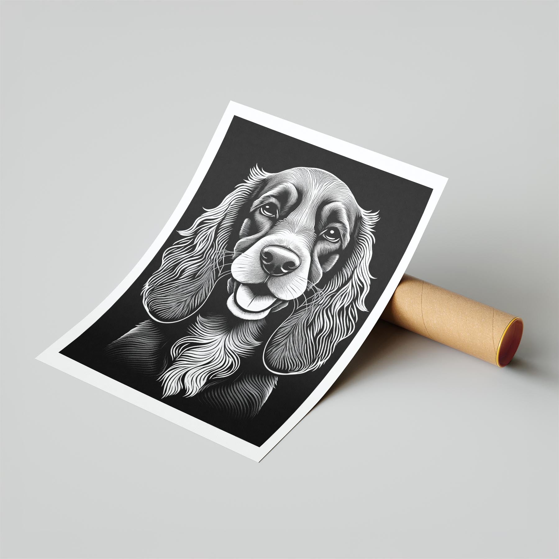 Cocker Spaniel Line Dog Series in Black and White image 6