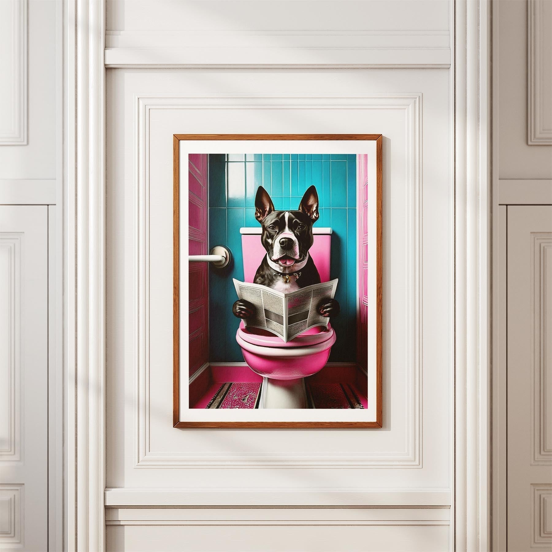 American Staffordshire Terrier Toilet Dogs PInk and Turquise image 3