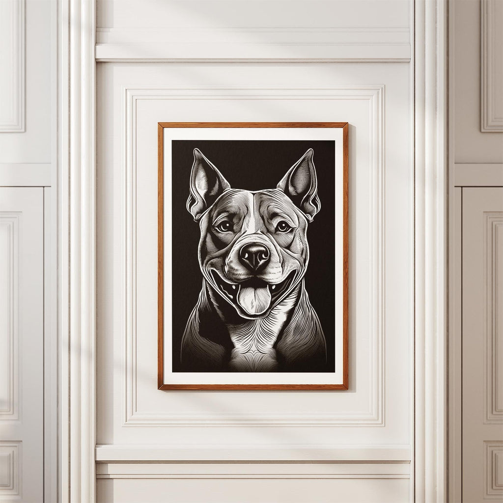 American Staffordshire Terrier Line Dog Series in Black and White image 3