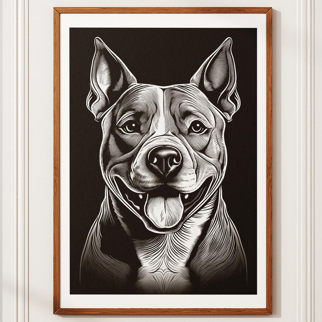American Staffordshire Terrier Line Dog Series in Black and White image 10