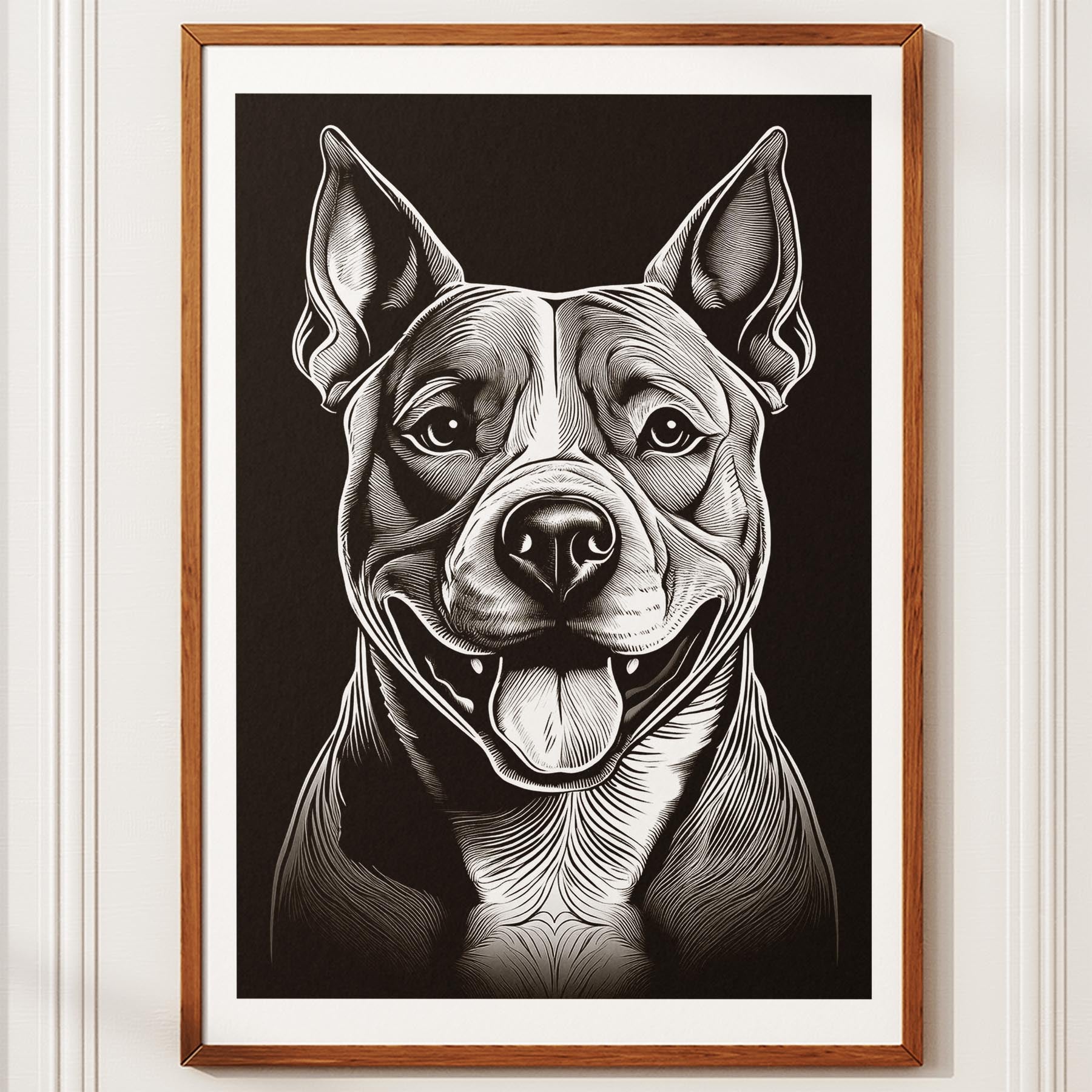 American Staffordshire Terrier Line Dog Series in Black and White image 10