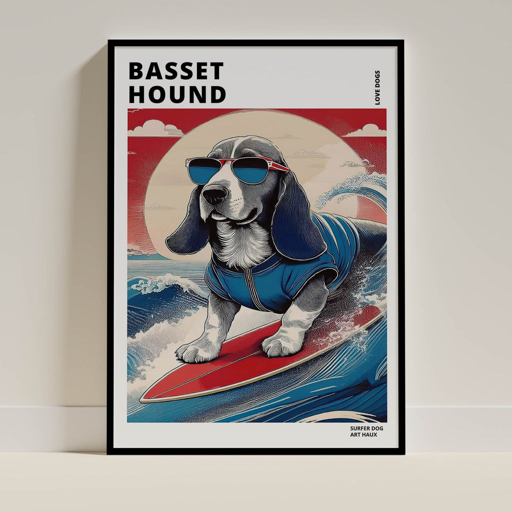Basset Hound Hokosai Surfer Dogs 1 image 0