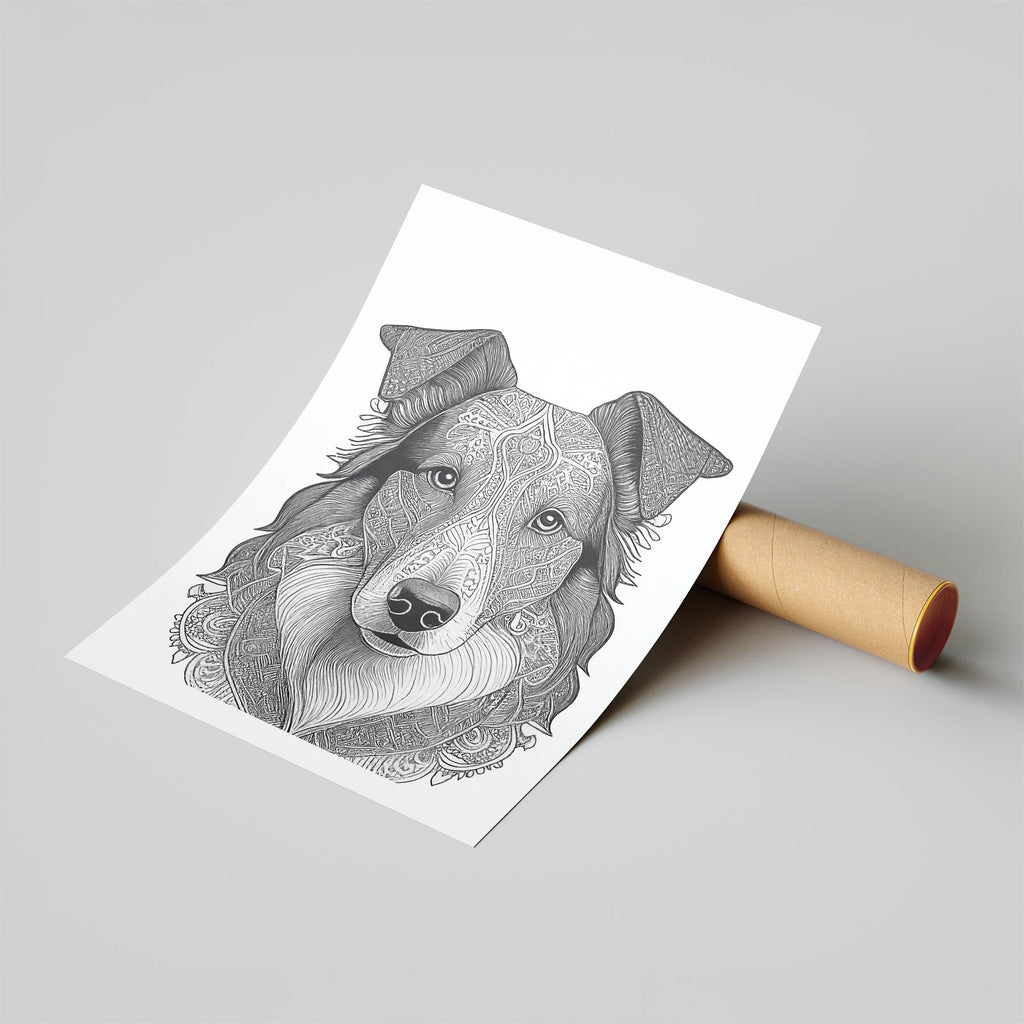 Rough Smooth Collie Mandala Black and White Dog Series image 6