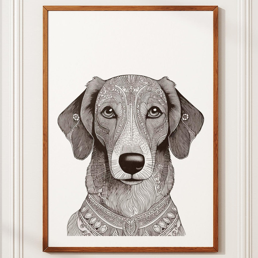 Borzoi Mandala Black and White Dog Series image 10