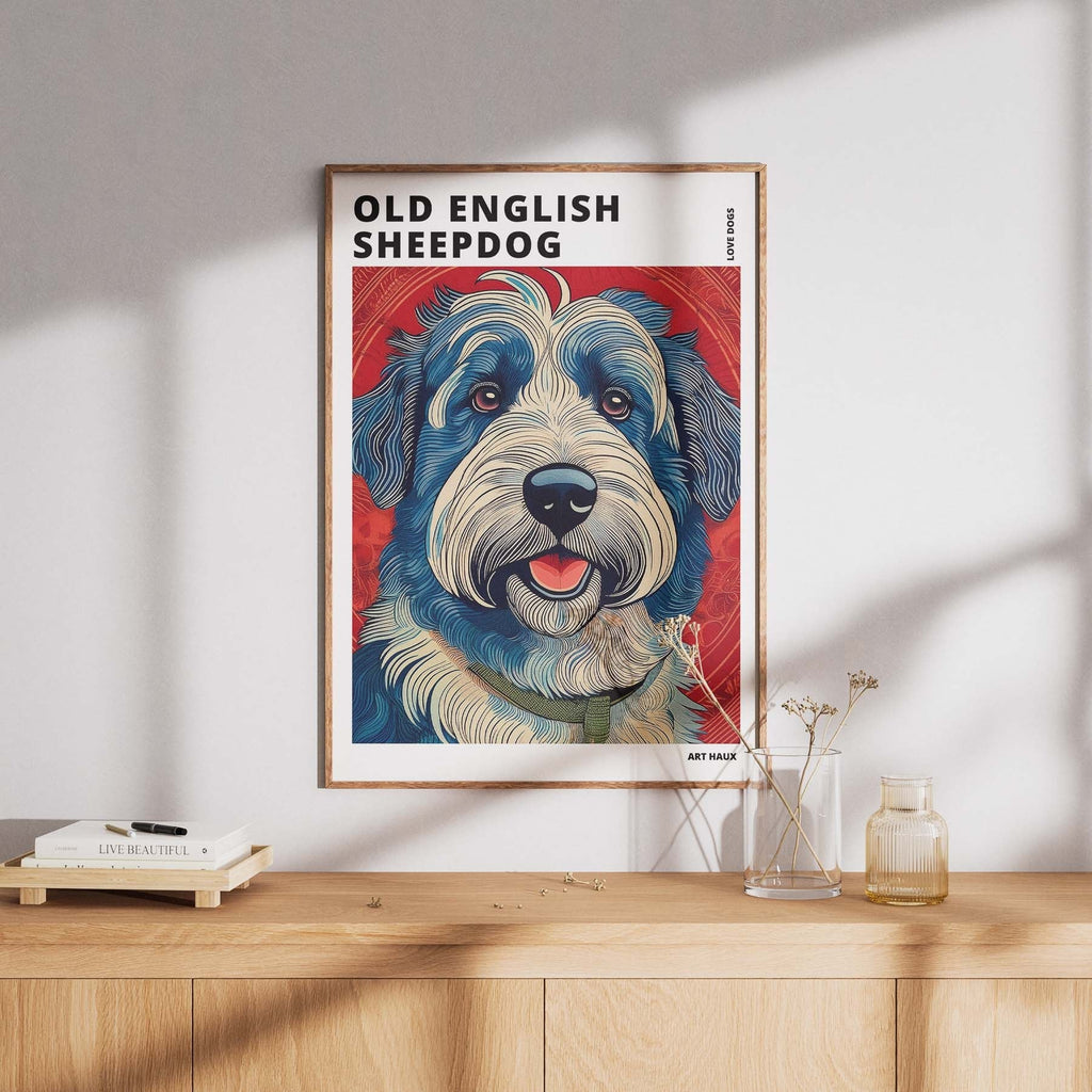 Old English Sheepdog Hokusai Japanese Inspired Dog Series with Text image 7