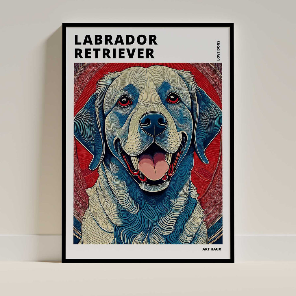 Labrador Retriever Hokusai Japanese Inspired Dog Series with Text image 0