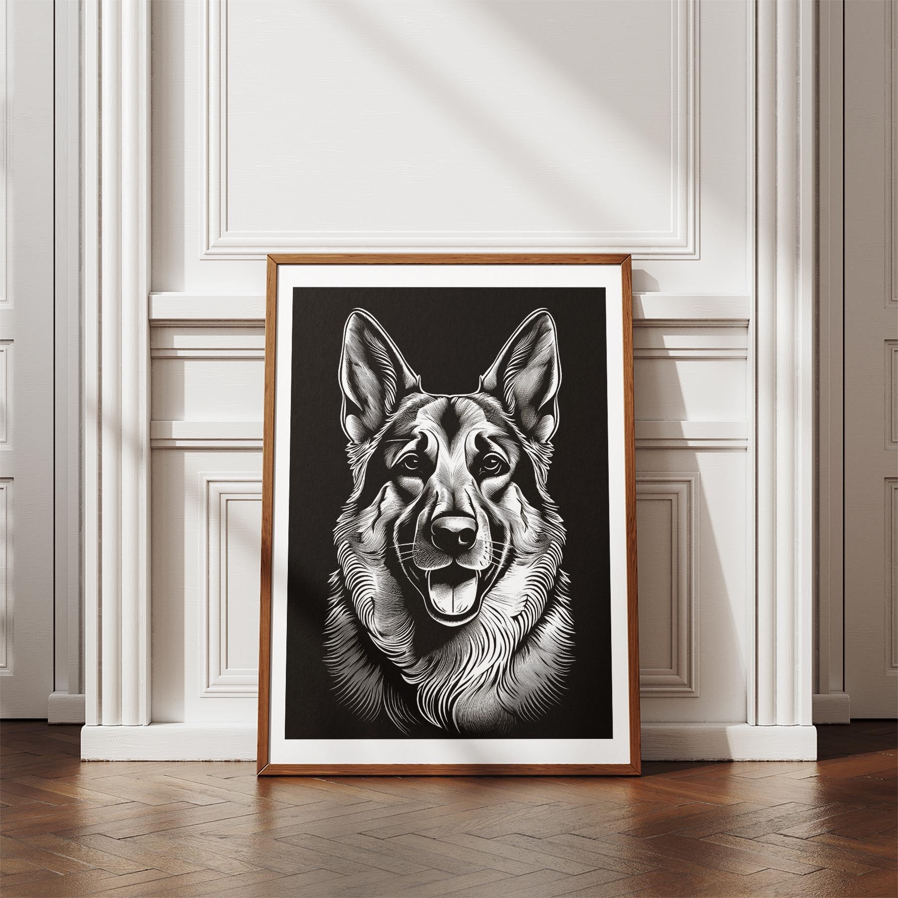 German Shepherd Line Dog Series in Black and White image 4