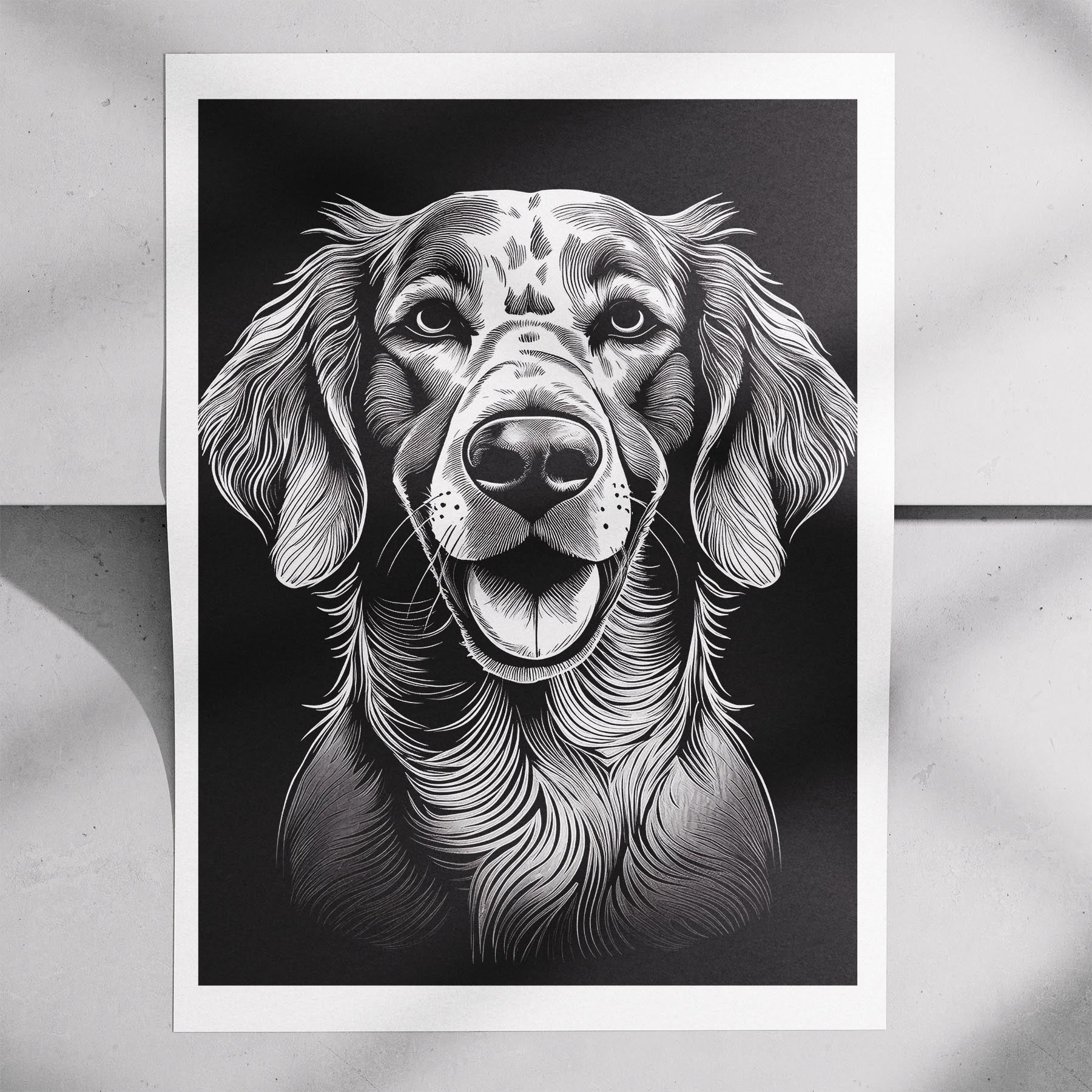 English Setter Line Dog Series in Black and White image 7
