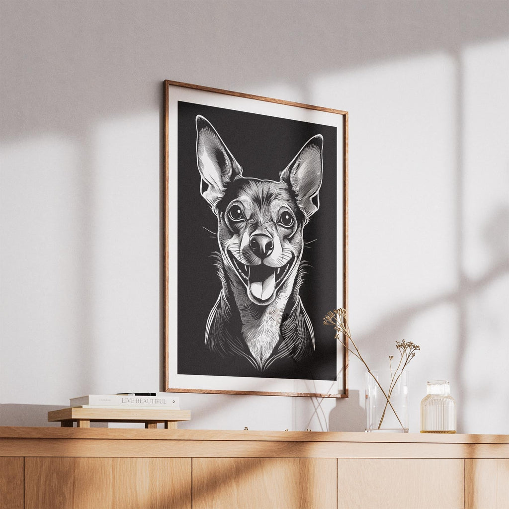Miniature Pinscher Line Dog Series in Black and White image 5