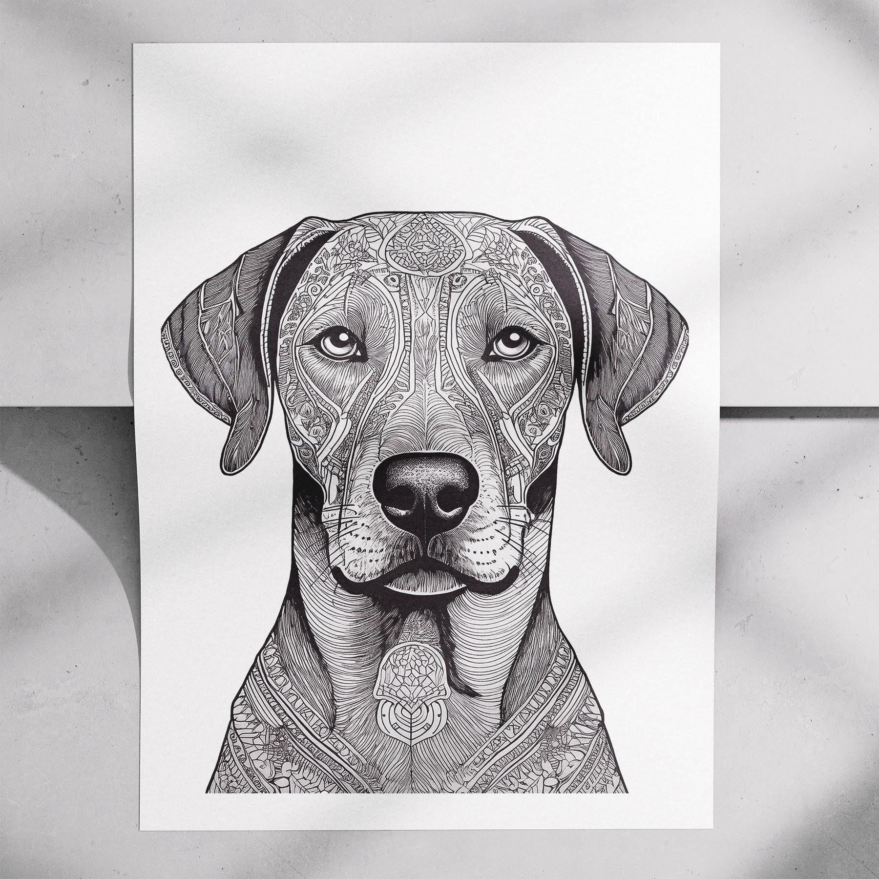 Rhoedesian Ridgeback Mandala Black and White Dog Series image 7