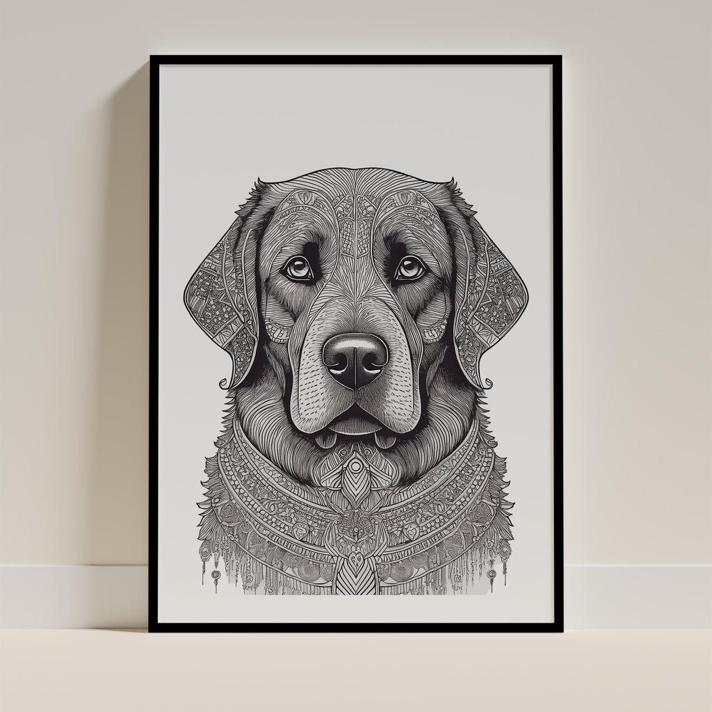 Newfoundland Mandala Black and White Dog Series image 0