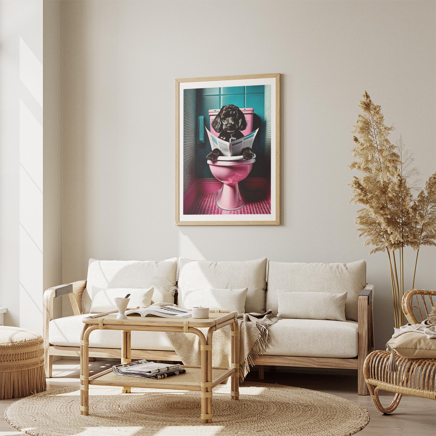 Poodle Toilet Dogs PInk and Turquise image 2