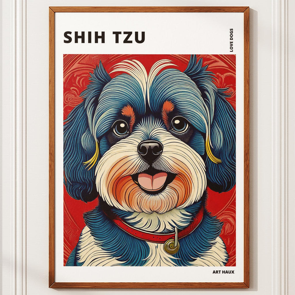Shih Tzu Hokusai Japanese Inspired Dog Series with Text image 9