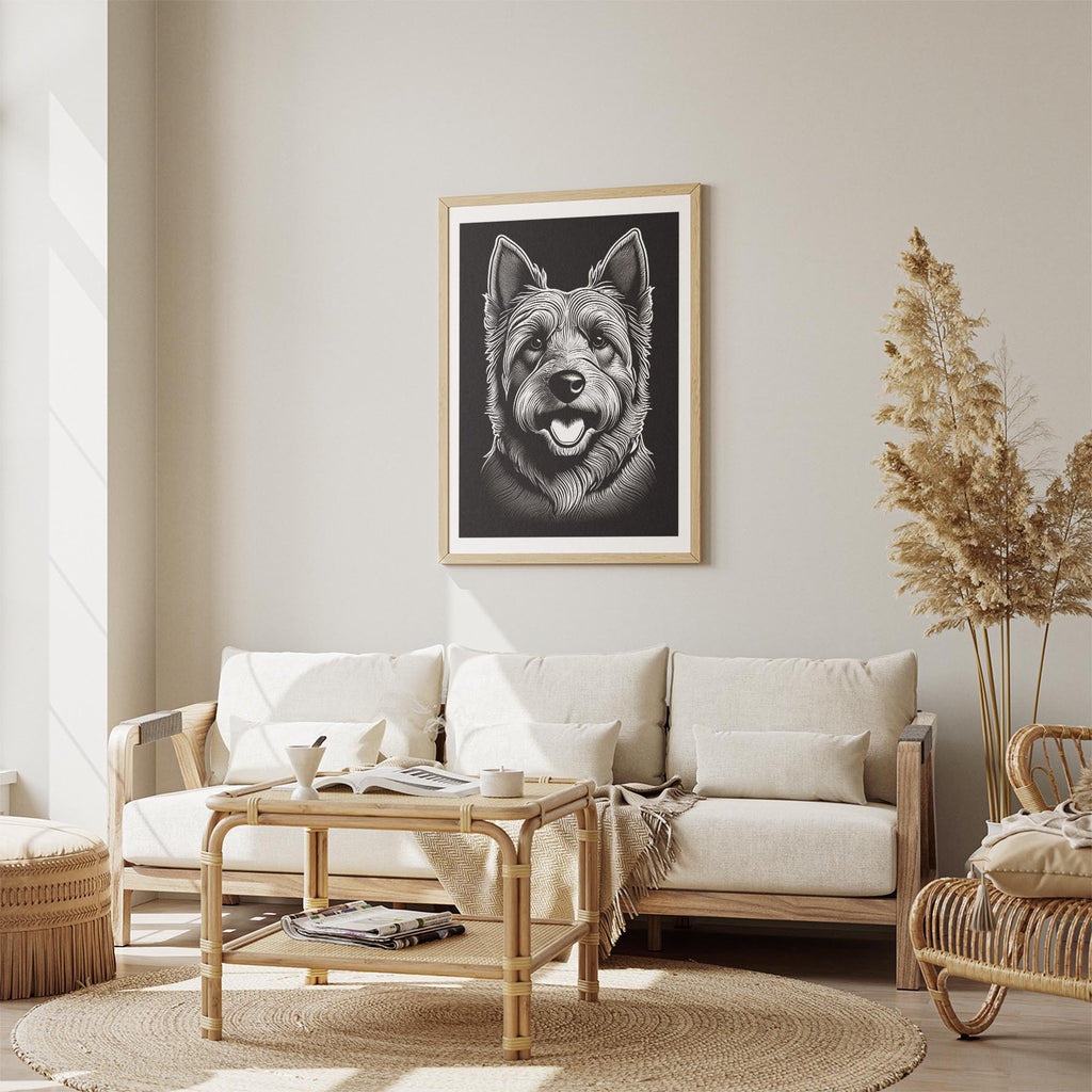 Australian Silky Terrier Line Dog Series in Black and White image 2