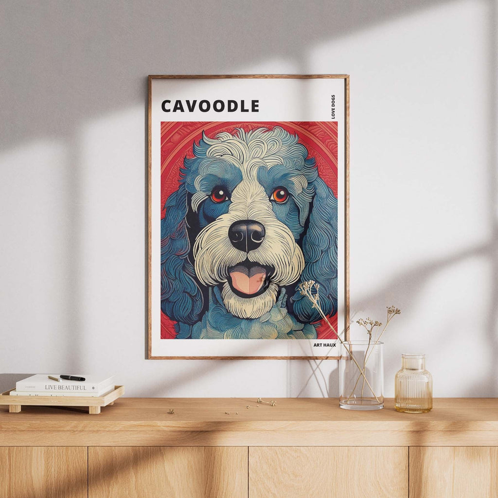 Cavoodle Hokusai Japanese Inspired Dog Series with Text image 7