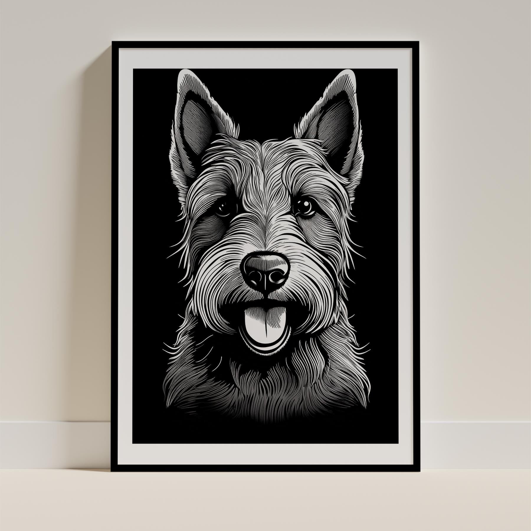 Scottish Terrier Line Dog Series in Black and White image 0