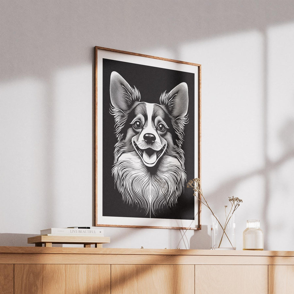 Papillon Line Dog Series in Black and White image 5