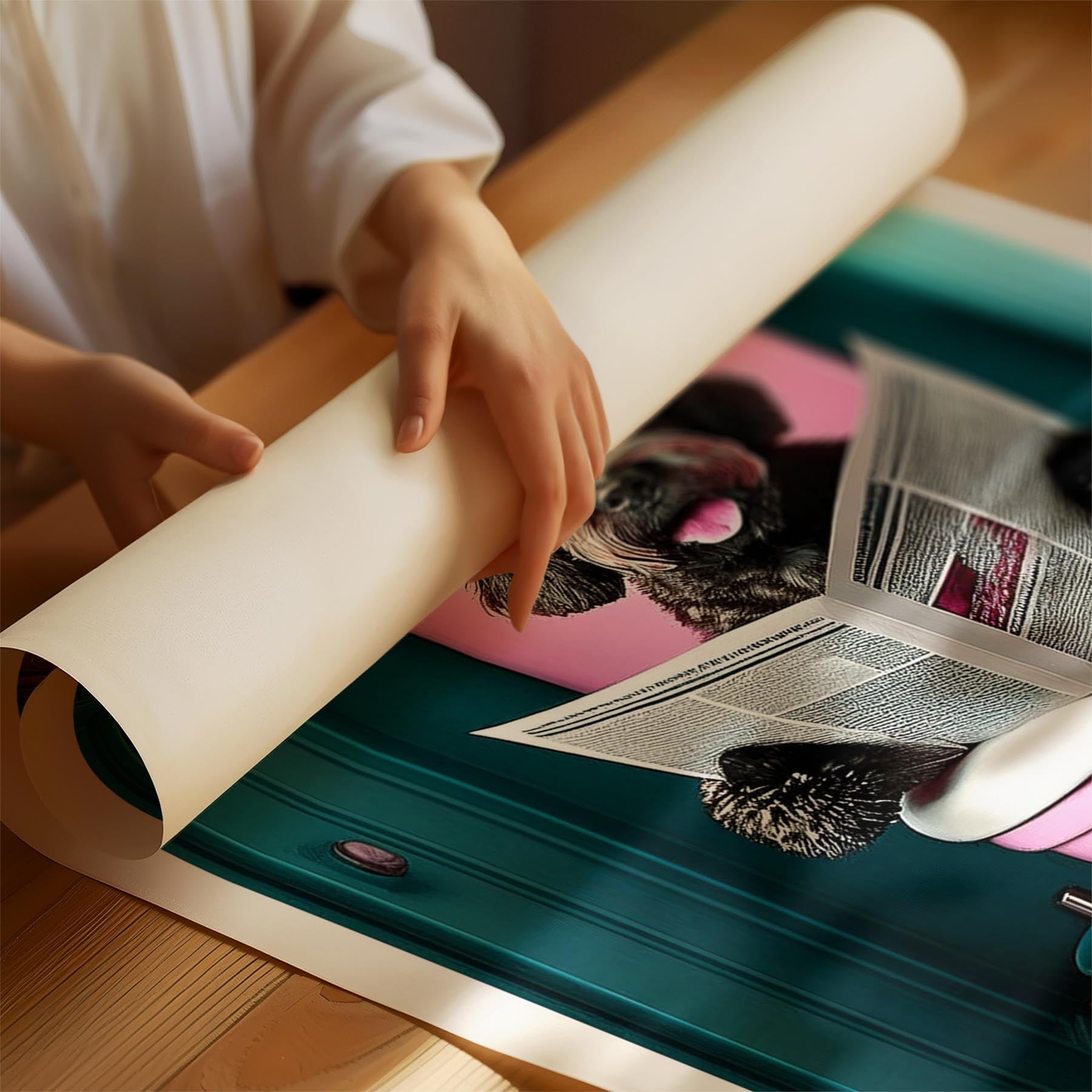 Spanish Water Dog Toilet Dogs PInk and Turquise image 1