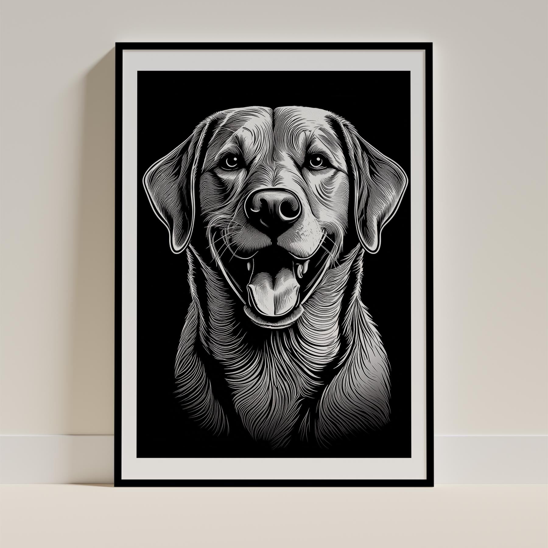 Labrador Retriever Line Dog Series in Black and White image 0