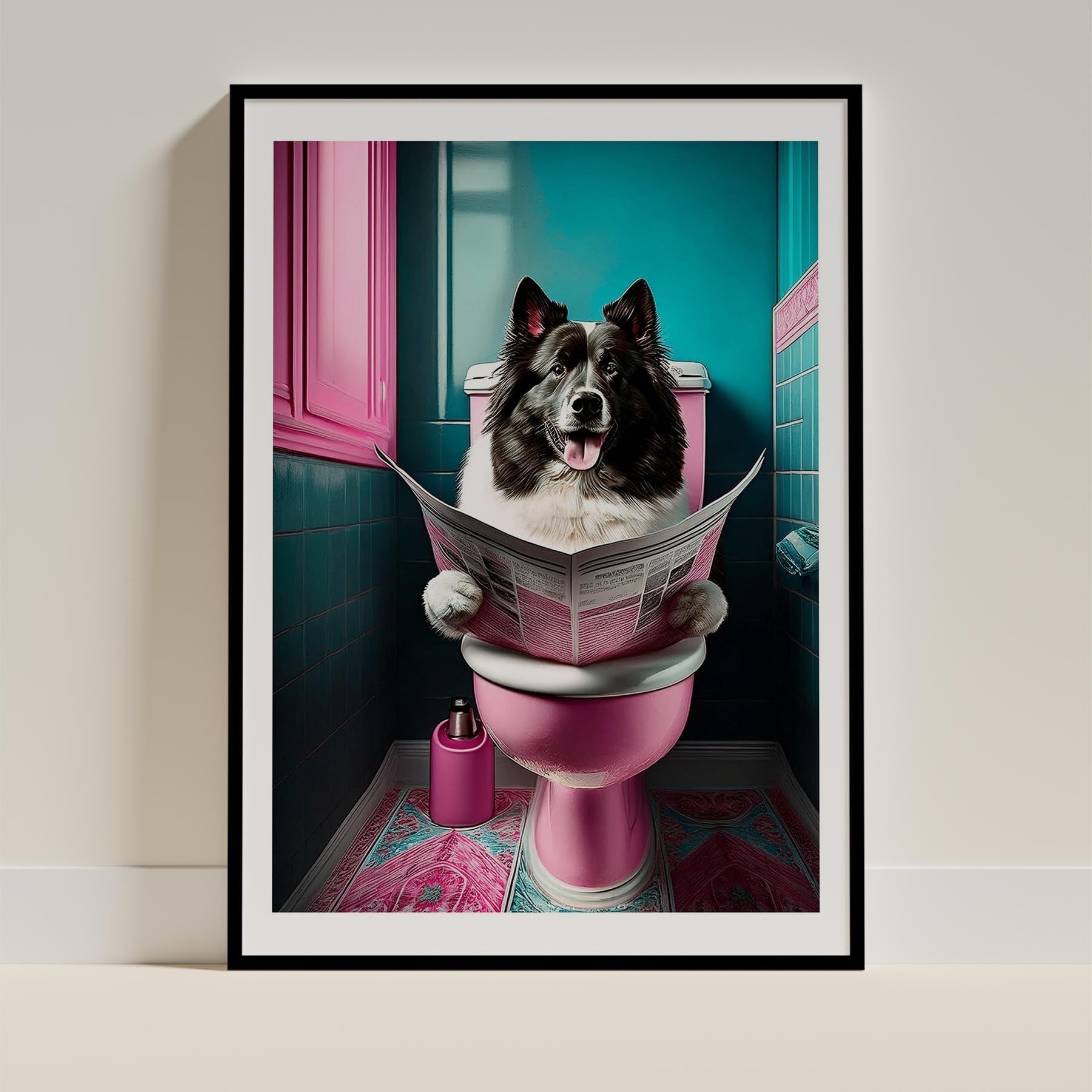 Samoyed Toilet Dogs PInk and Turquise image 0