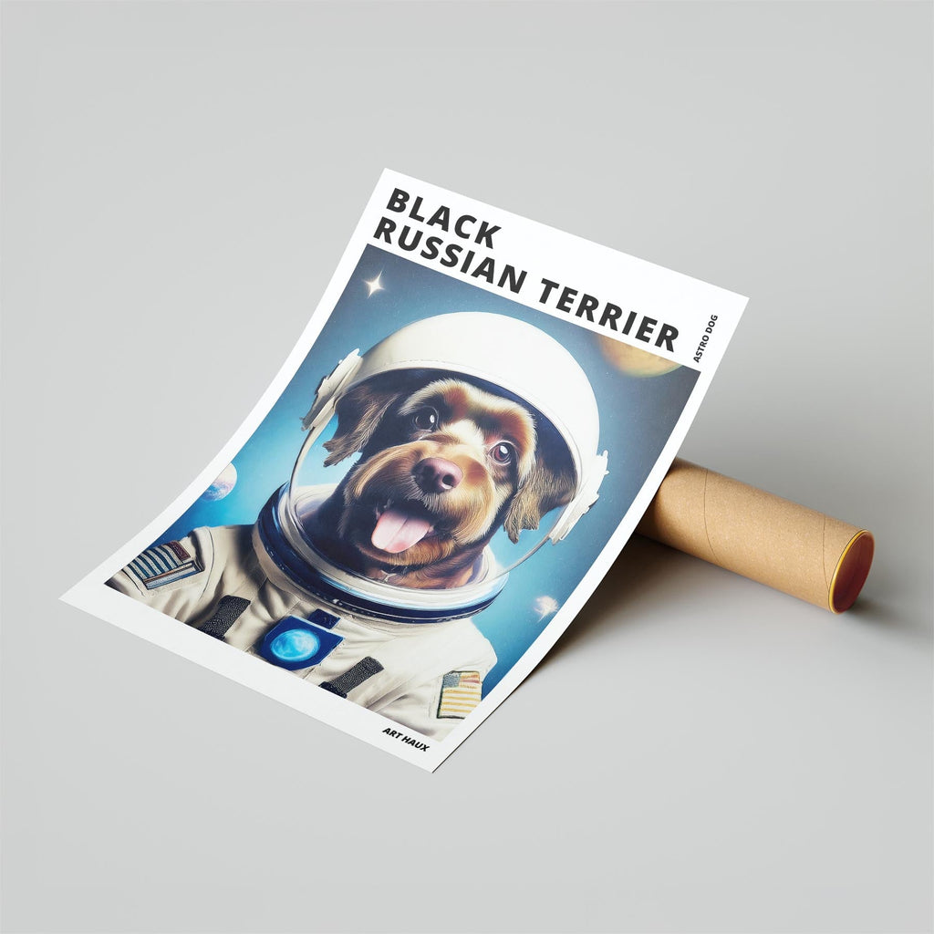 Black Russian Terrier Astronaut Dog Series with Text Astro Dog image 6