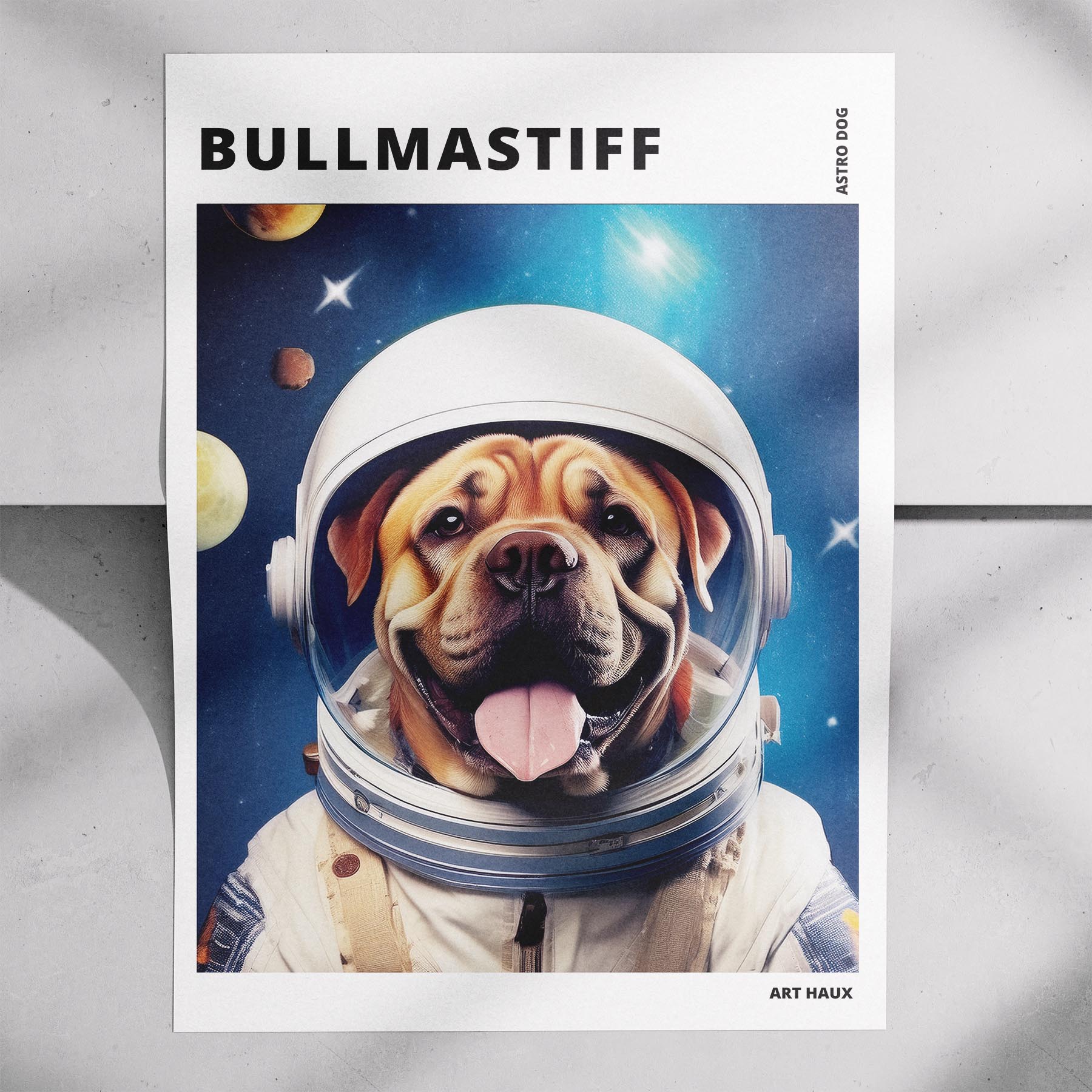 Bullmastiff Astronaut Dog Series with Text Astro Dog image 7