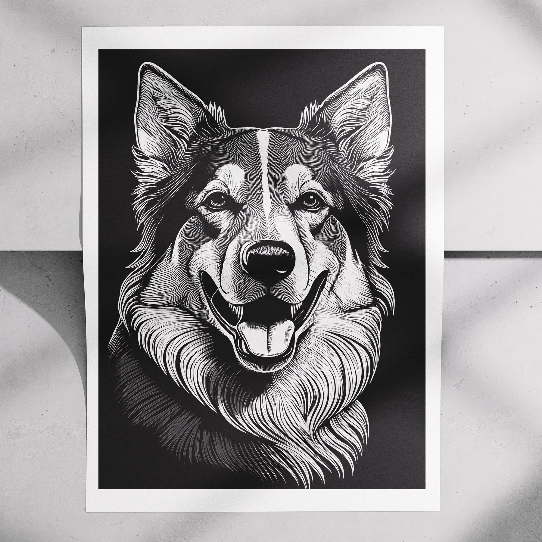 Maremma Line Dog Series in Black and White image 7