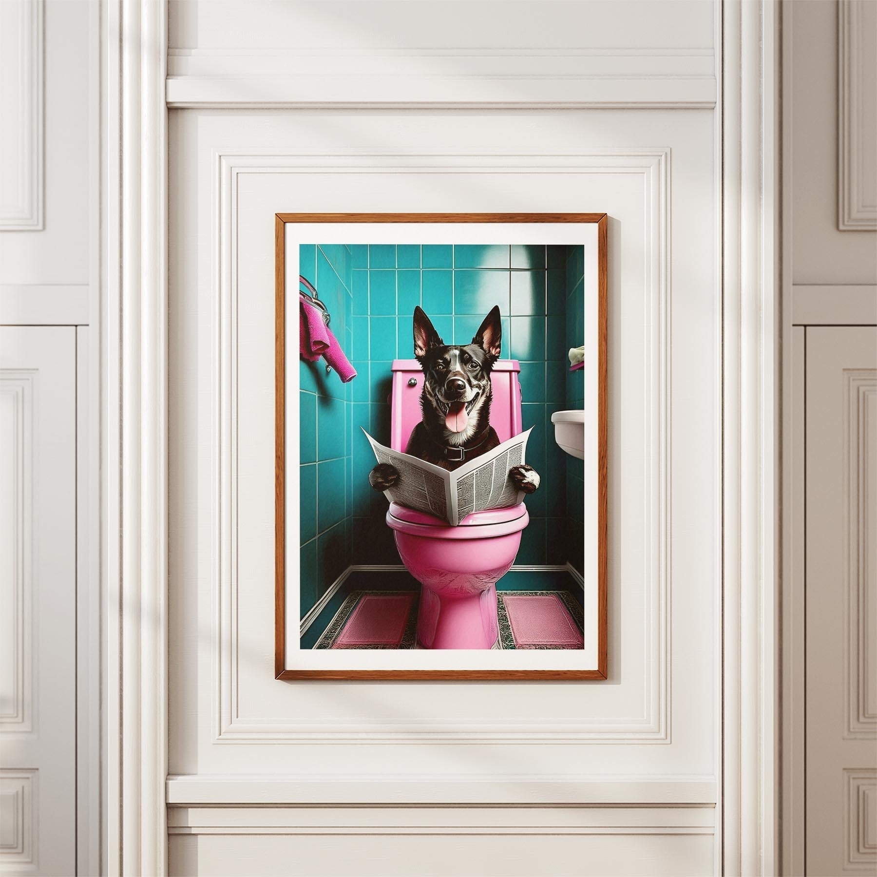 Kelpie Toilet Dogs PInk and Turquise image 3