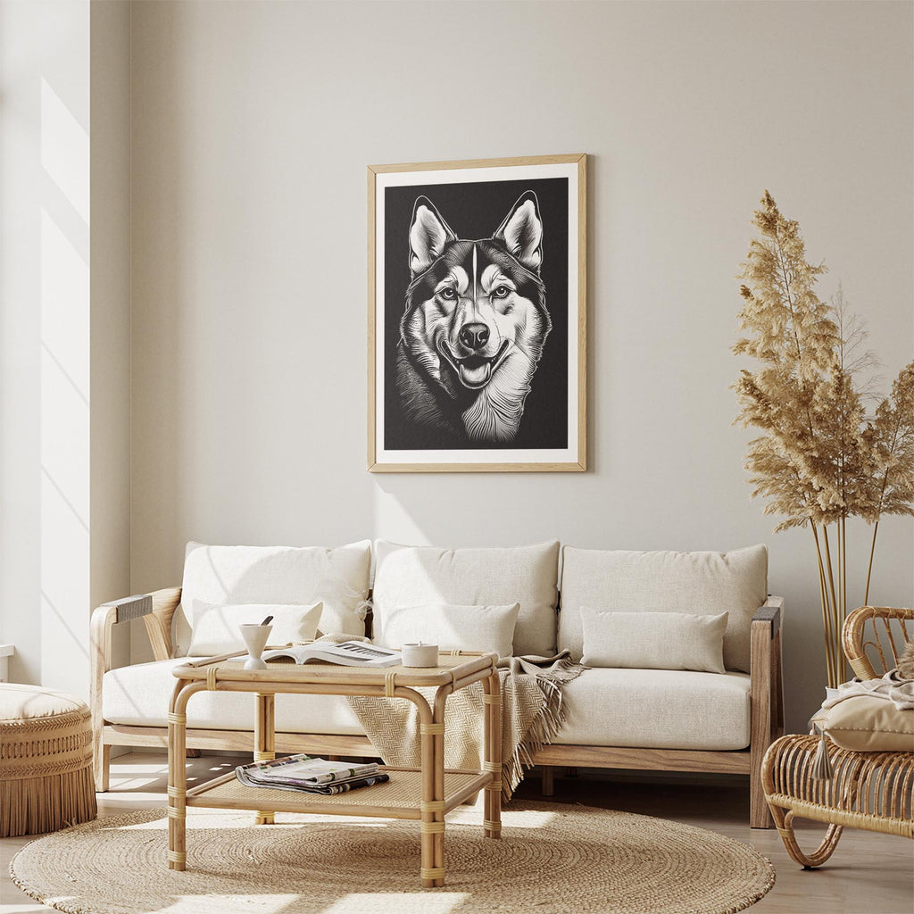 Siberian Husky Line Dog Series in Black and White image 2