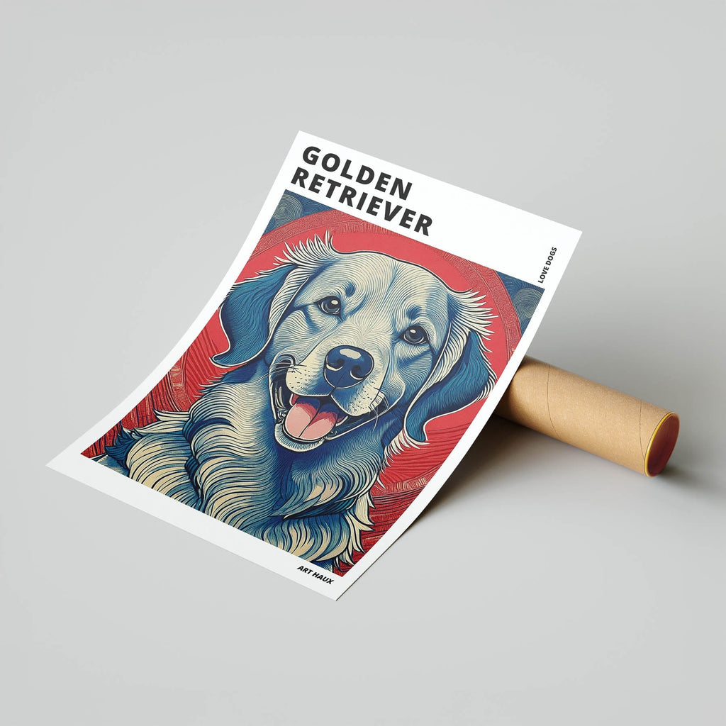 Golden Retriever Hokusai Japanese Inspired Dog Series with Text image 6