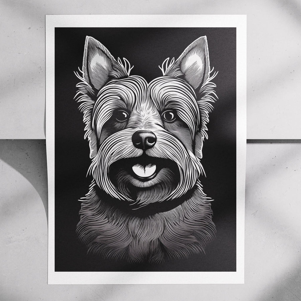 Yorkshire Terrier Line Dog Series in Black and White image 7