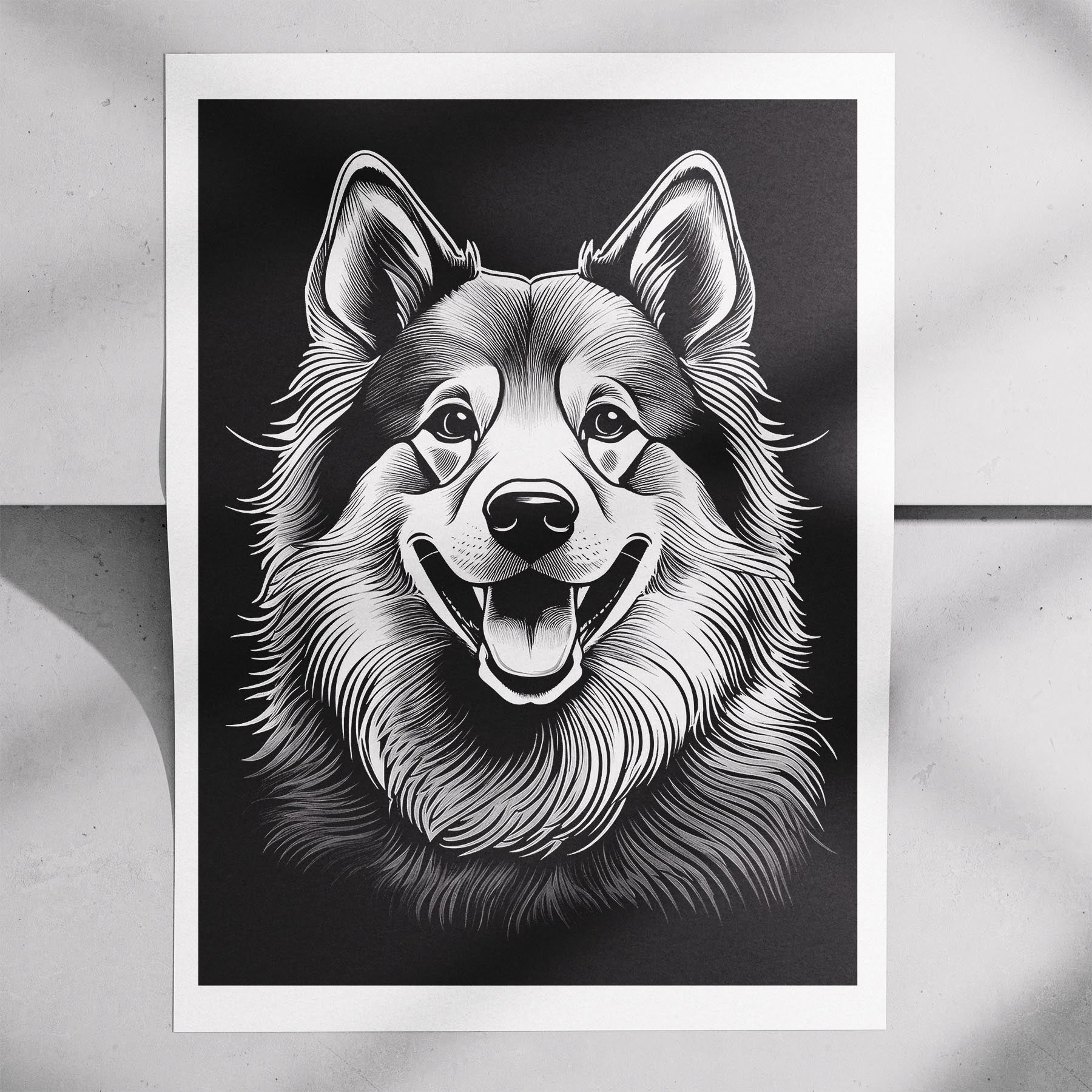 Samoyed Line Dog Series in Black and White image 7