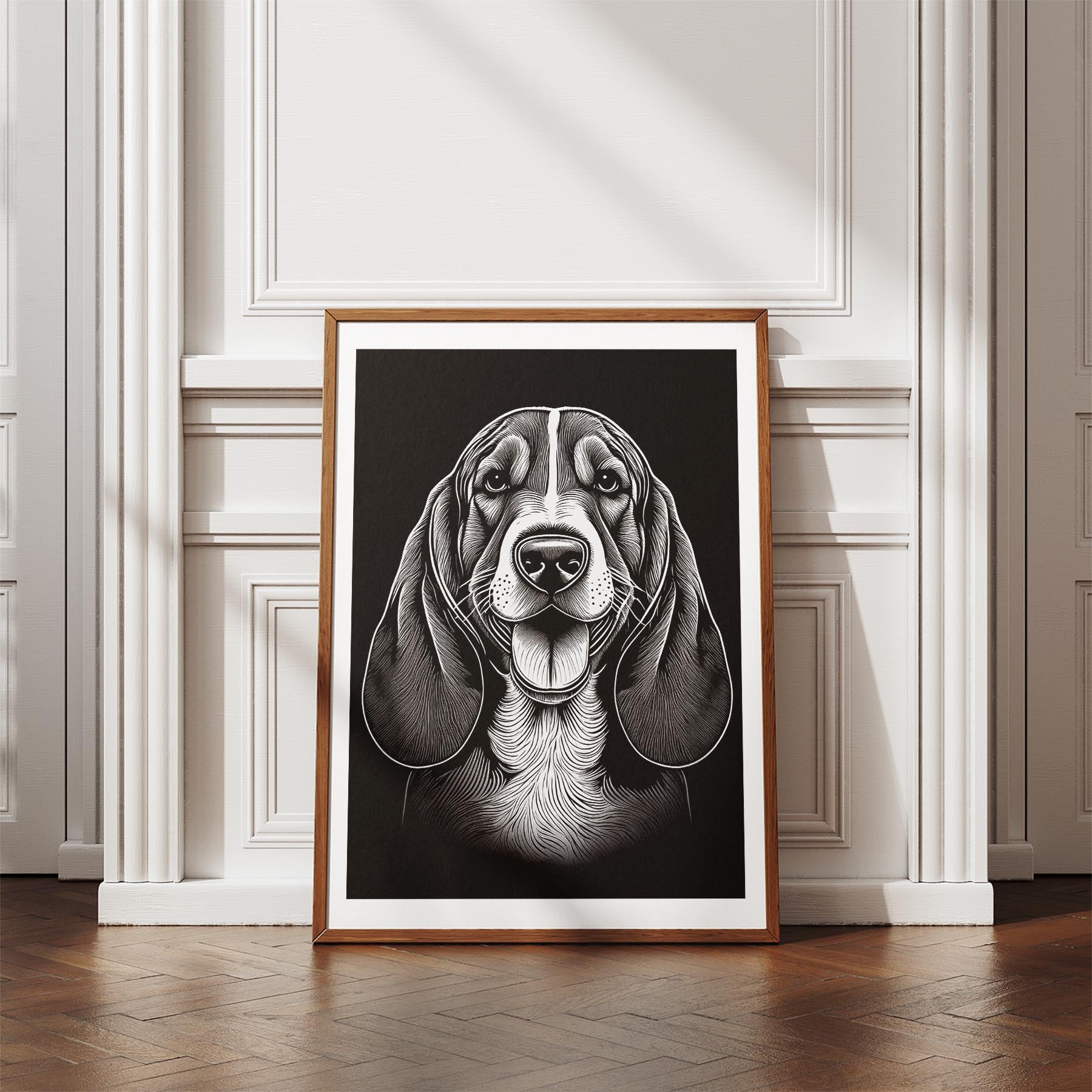 Basset Hound Line Dog Series in Black and White image 4