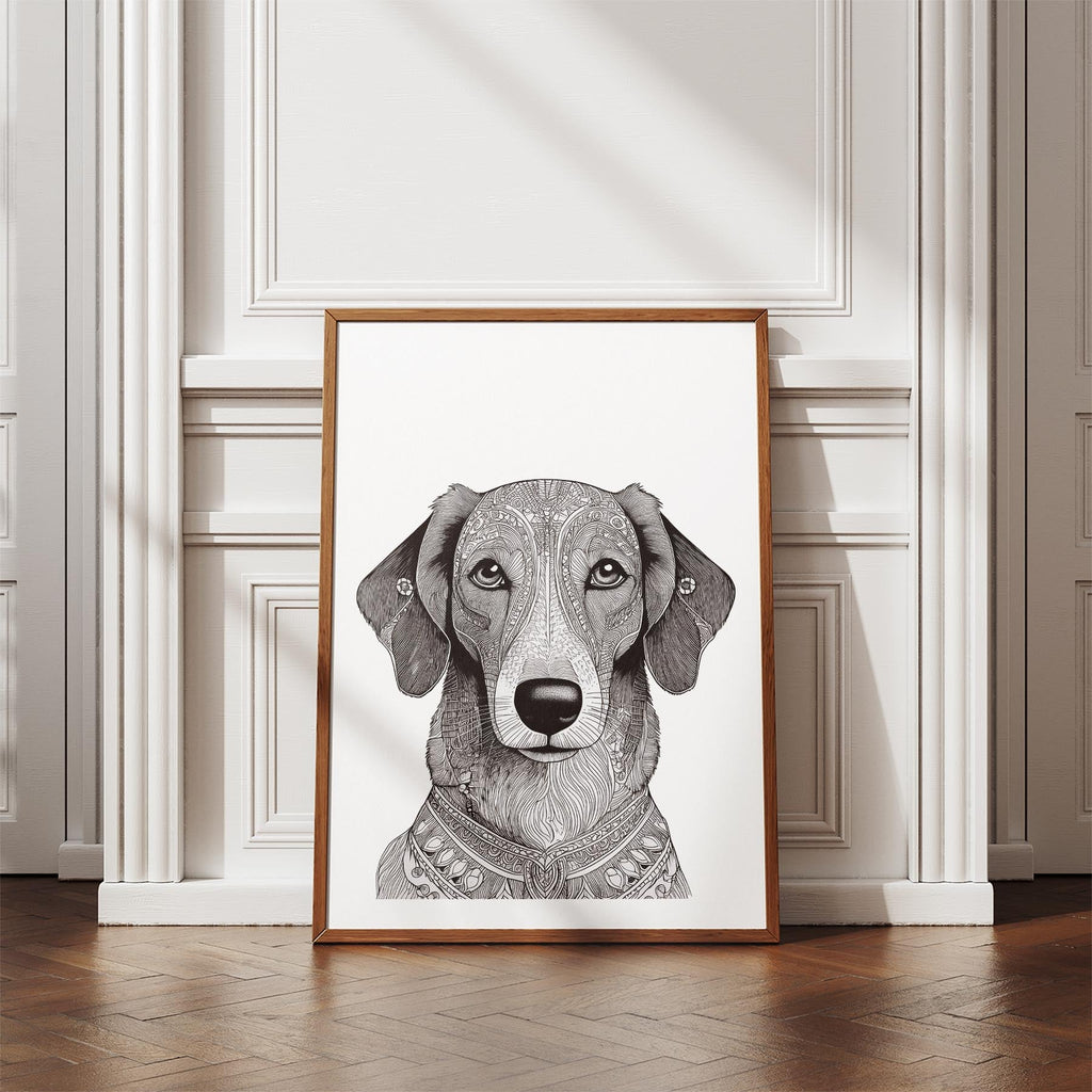 Borzoi Mandala Black and White Dog Series image 4