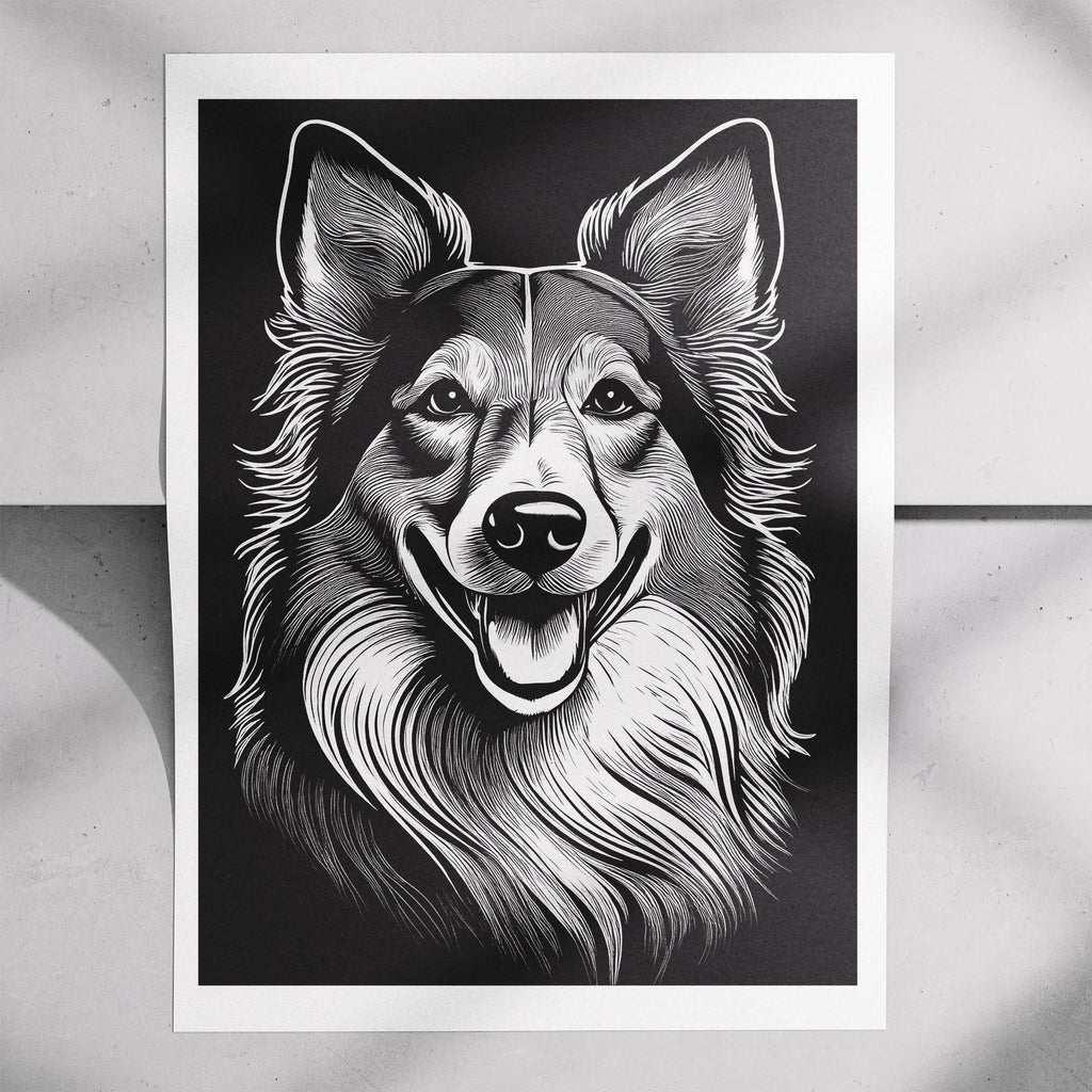 Rough Smooth Collie Line Dog Series in Black and White image 7