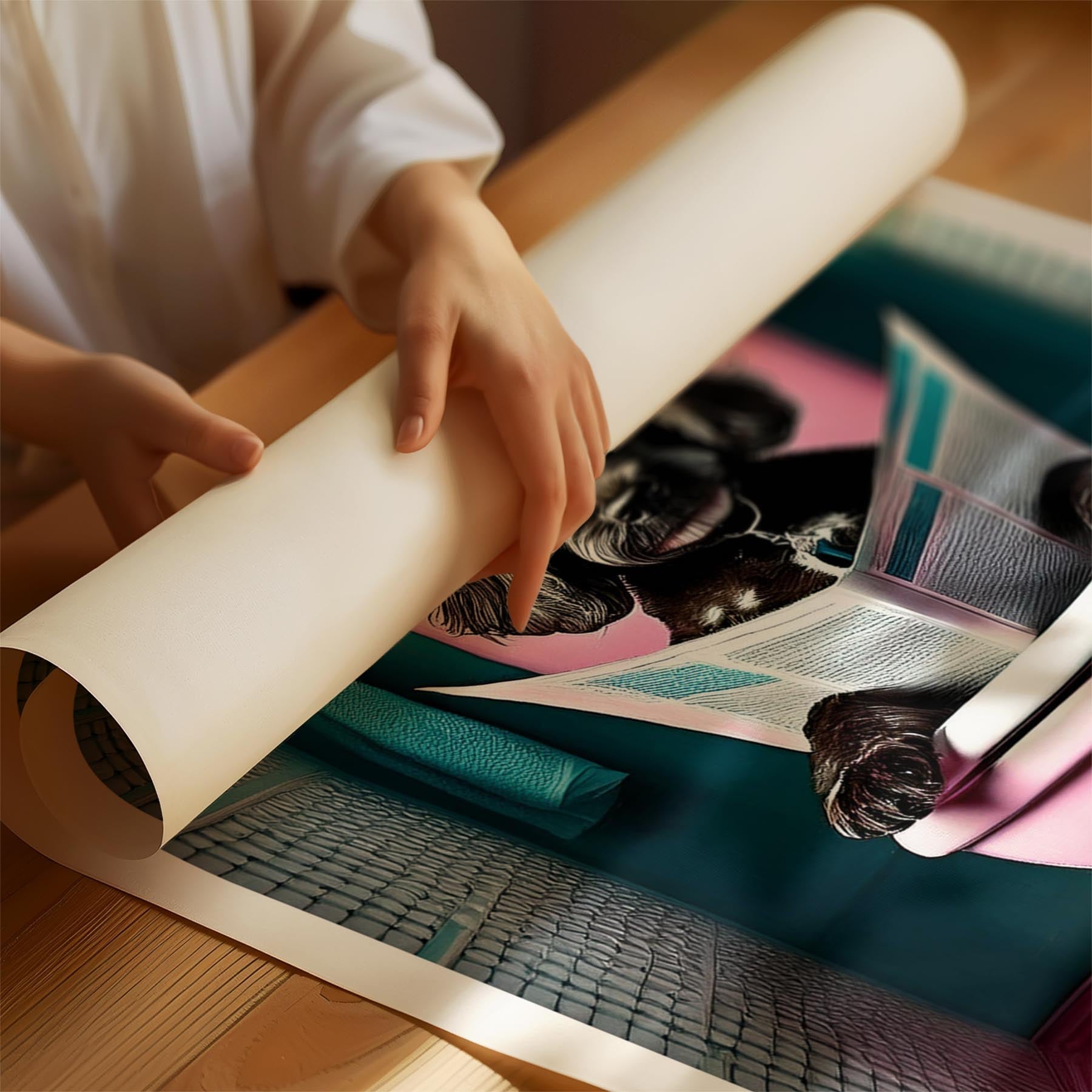 Poodle Toilet Dogs PInk and Turquise image 1