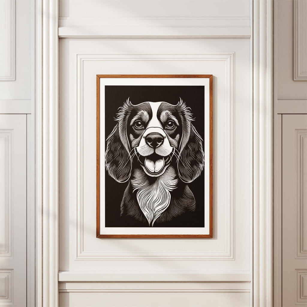 Cavalier Spaniel Line Dog Series in Black and White image 3