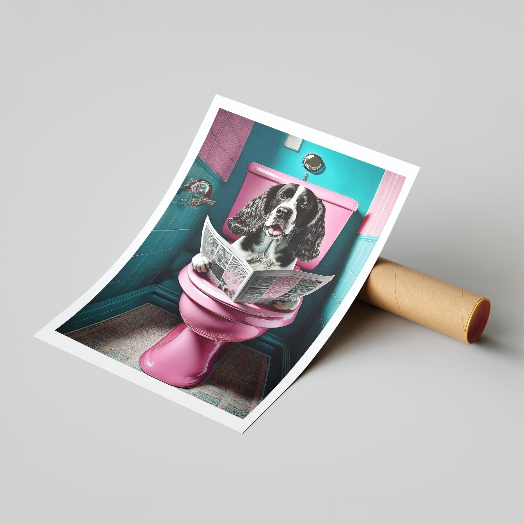 English Springer Spaniel Toilet Dogs PInk and Turquise image 6