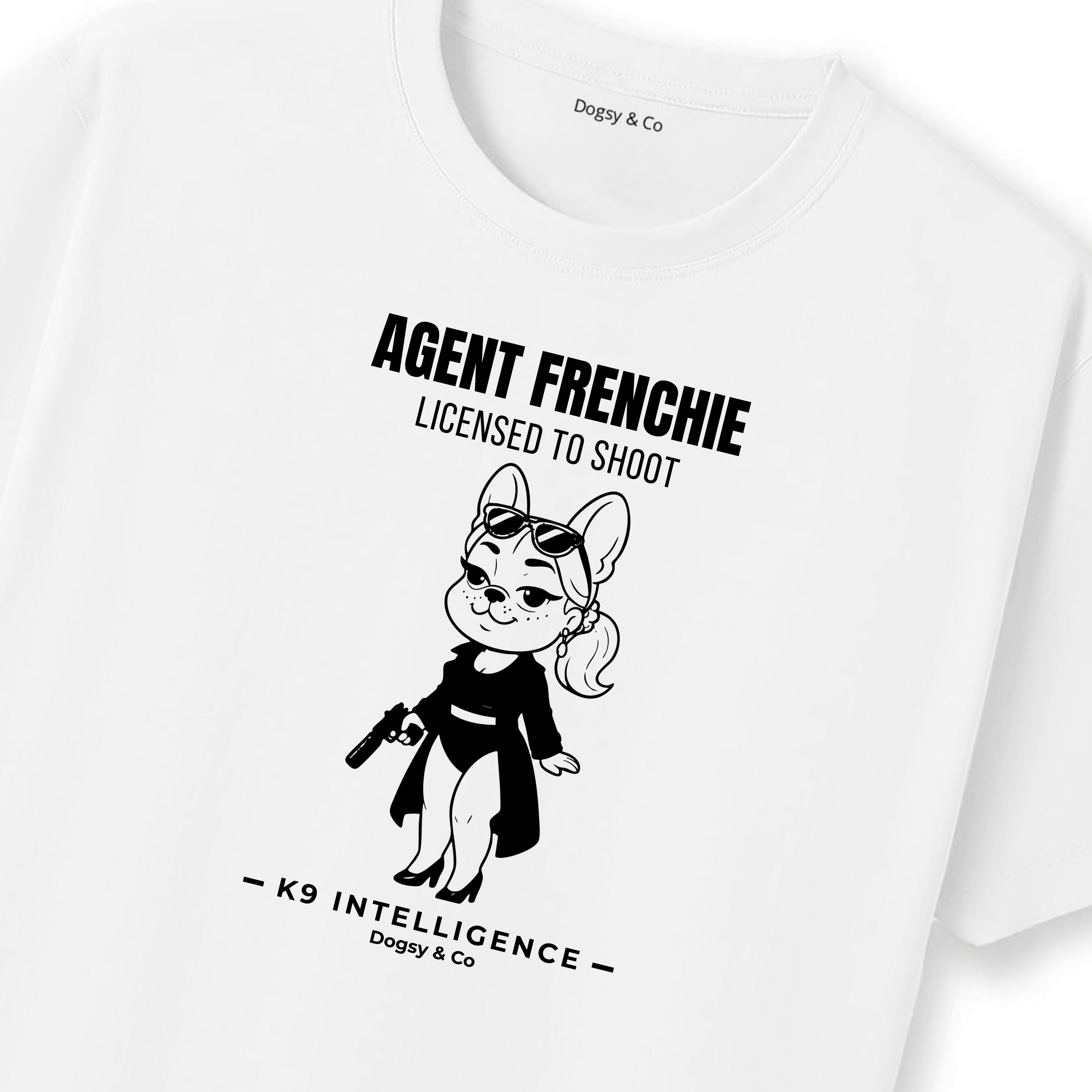 Agent Frenchie Licensed to Shoot Tshirt- French Bulldog