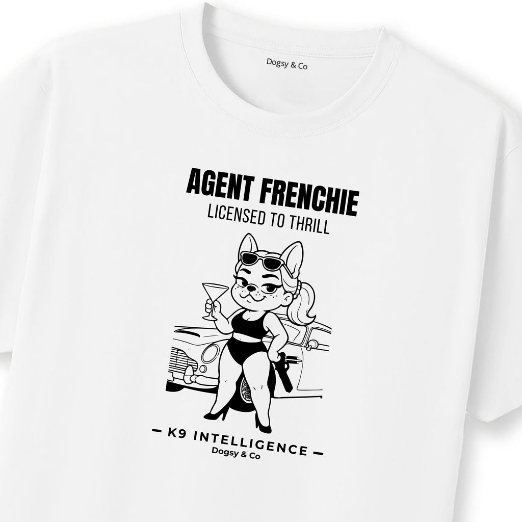 Agent Frenchie Licensed to Thrill 2 Tshirt- French Bulldog