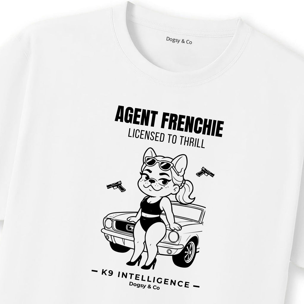 Agent Frenchie Licensed to Thrill Tshirt- French Bulldog