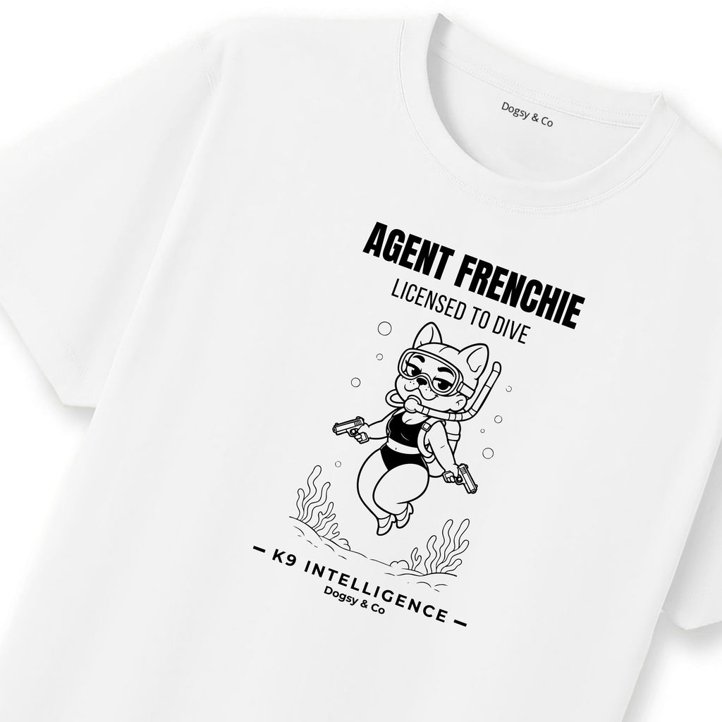 Agent Frenchie Licensed to Dive Tshirt - French Bulldog