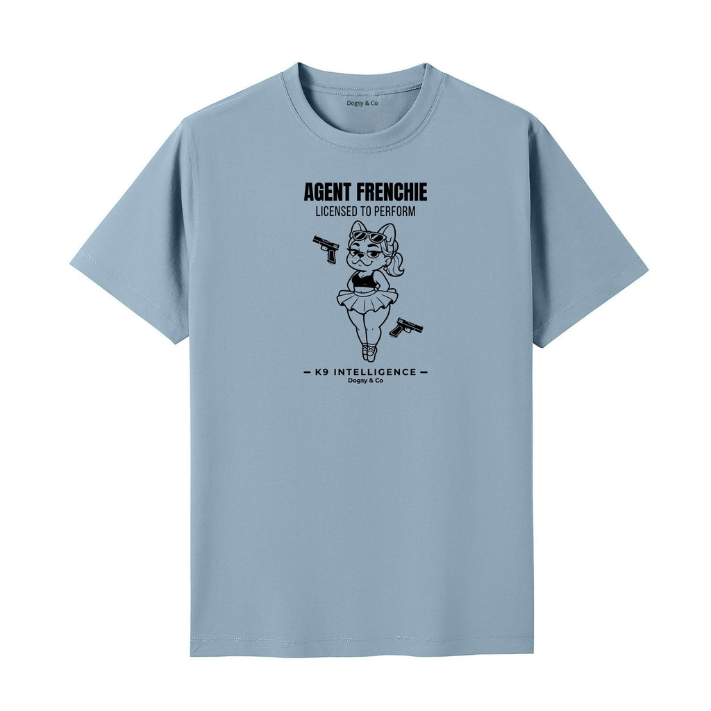Agent Frenchie Licensed to Perform Tshirt- French Bulldog